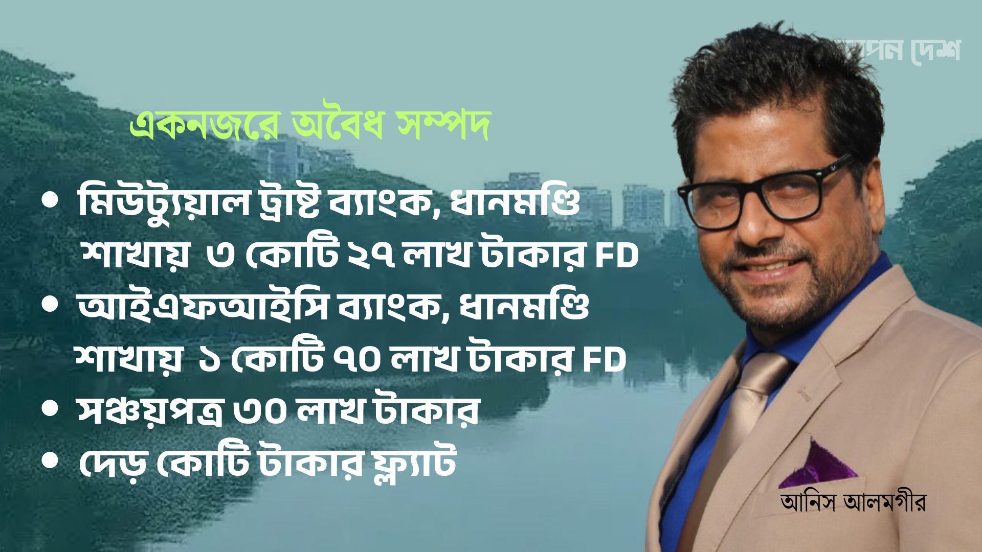 আনিস আলমগীরের সম্পদ পৌনে ৭ কোটি, দুদক খুঁজছে ক’জনকে