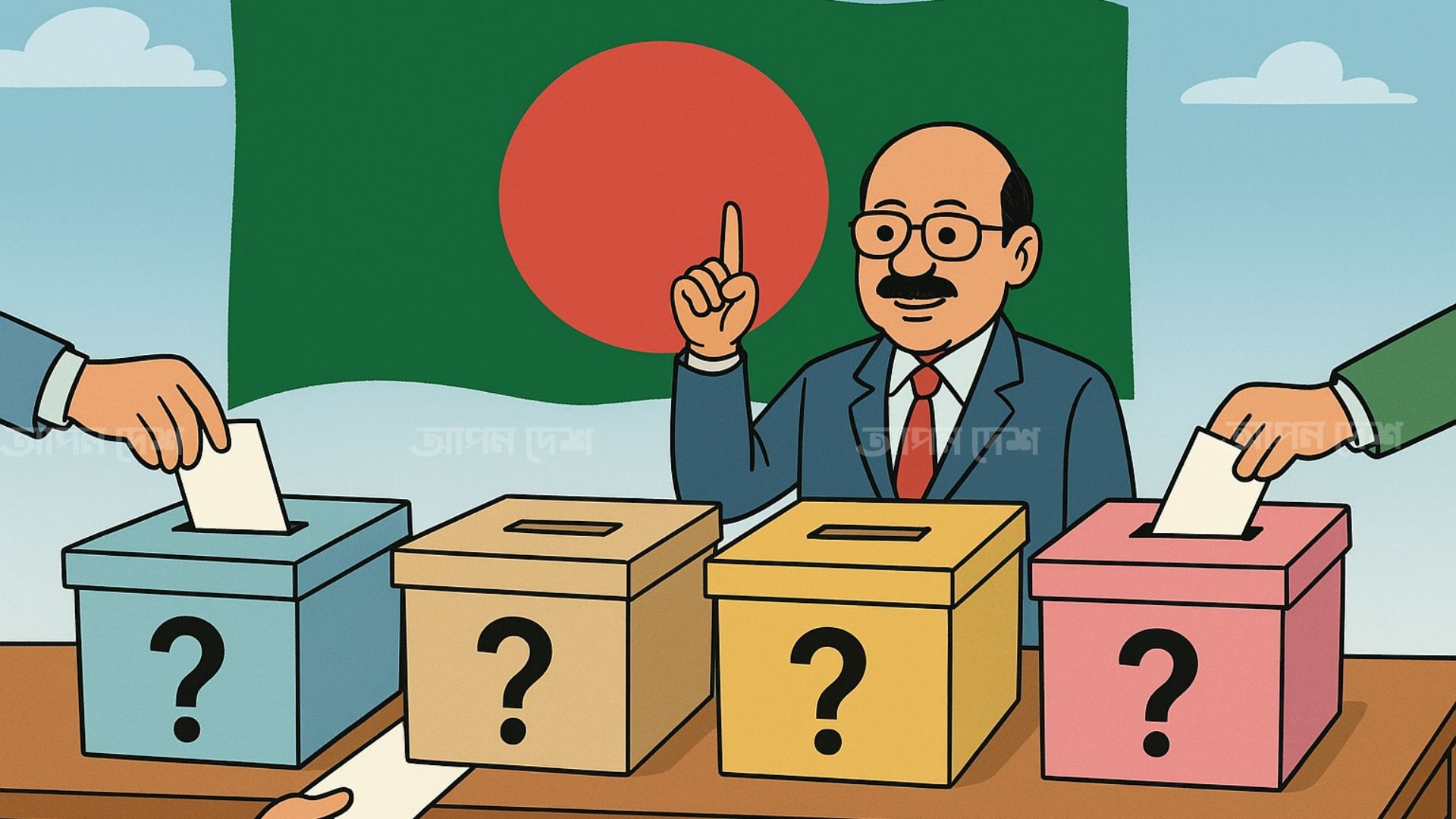 জাতীয় নির্বাচনের দিনে চার প্রশ্নের গণভোট