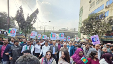 তারেক রহমানের দেশে ফেরা উপলক্ষে বিএনপির মিছিল