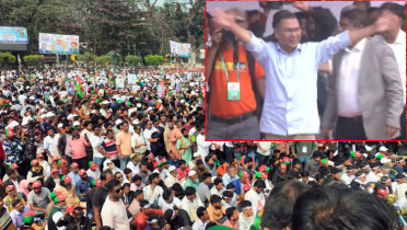 বরিশালে জনসভা মঞ্চে তারেক রহমান