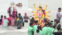 প্রতিমা বিসর্জনের মধ্য দিয়ে শেষ হচ্ছে শারদীয় দুর্গোৎসব