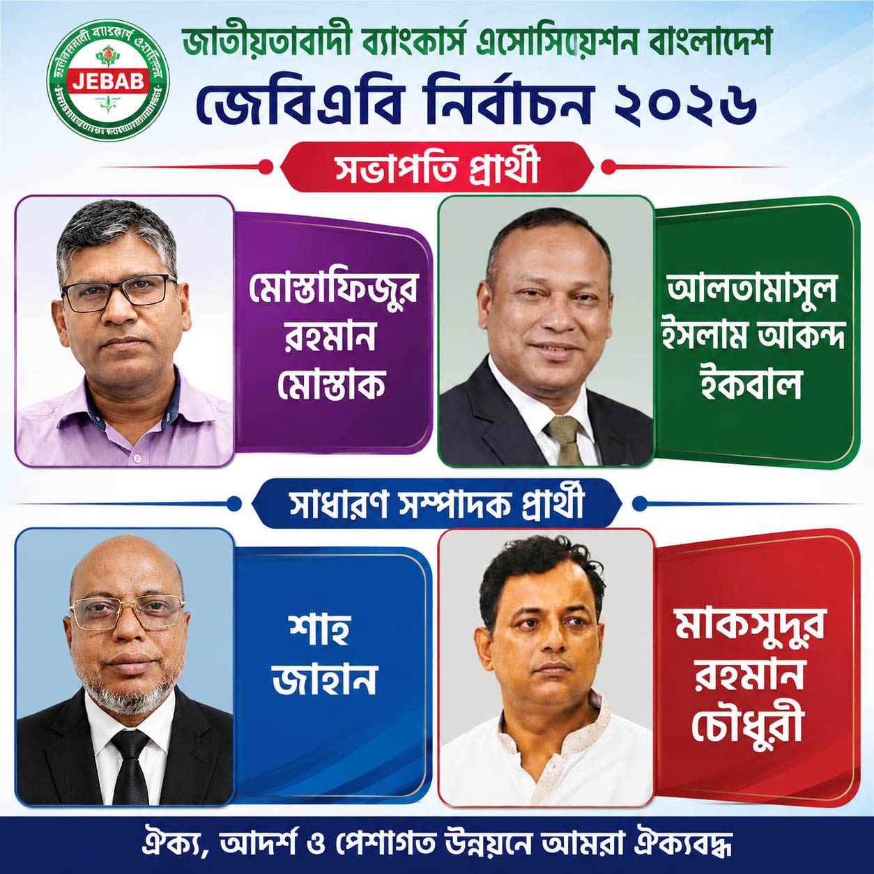 জেবিএবি নির্বাচন: সভাপতি-সাধারণ সম্পাদক পদে চার প্রার্থী