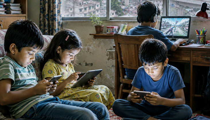 ডিজিটাল স্ক্রিন ব্যবহারে চোখ হারাচ্ছে শিশুরা