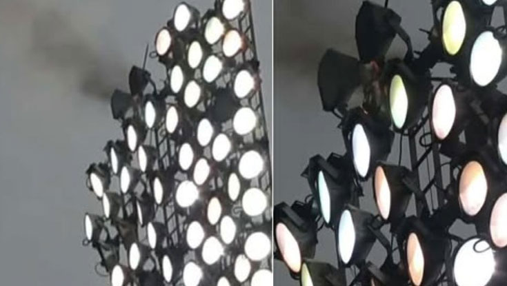 মিরপুর স্টেডিয়ামে ফ্লাডলাইটে আগুন