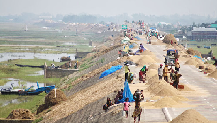 চলছে ধানমাড়াই উৎসব