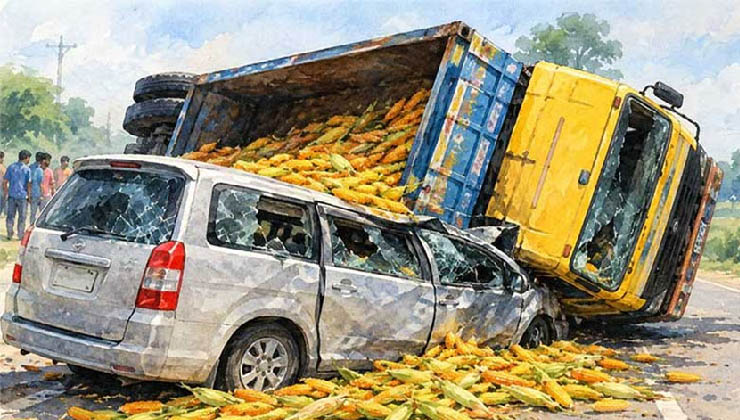 ট্রাক-মাইক্রোবাস সংঘর্ষে চালকসহ নিহত ২