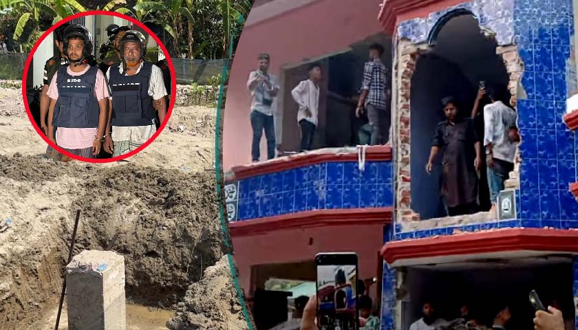 পাবনায় ধর্ষকের বাড়ি গুঁড়িয়ে দেয়ার পর লুট হচ্ছে মাটি
