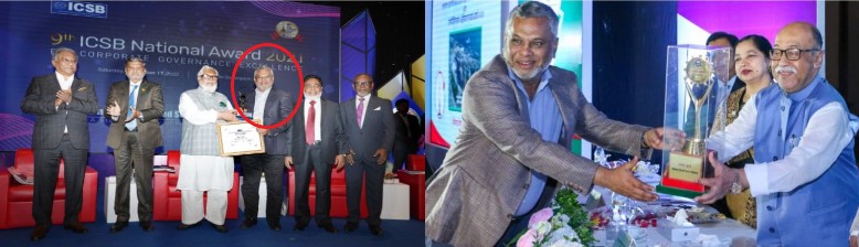 সালমান এফ রহমান ও শিল্পমন্ত্রীর কাছ থেকে পুরষ্কার নিচ্ছেন আমিরুল হক। ছবি: সংগৃহীত